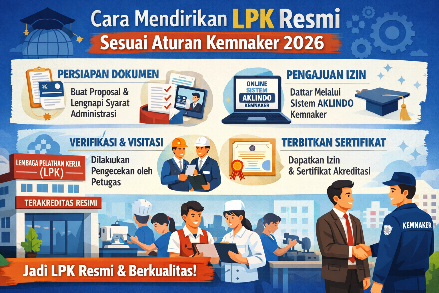 Cara Mendirikan LPK Resmi Sesuai Aturan Kemnaker 2026 - Konsultan Pendirian LSP dan LPK Cara Mendirikan LPK Resmi Sesuai Aturan Kemnaker 2026