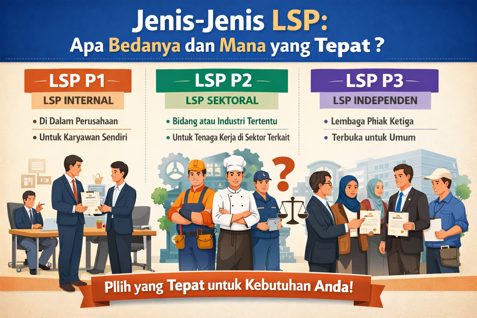Jenis-Jenis LSP P1 P2 P3 Apa Bedanya dan Mana yang Tepat - Konsultan Pendirian LSP dan LPK Jenis-Jenis LSP (P1, P2, P3) Apa Bedanya dan Mana yang Tepat
