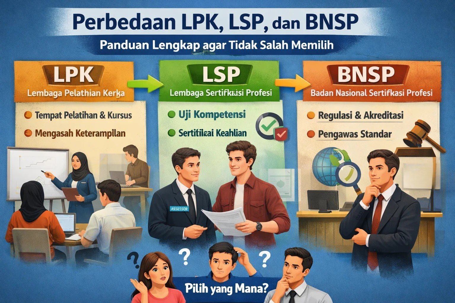 Perbedaan LPK, LSP, dan BNSP: Panduan Lengkap Agar Tidak Salah Memilih
