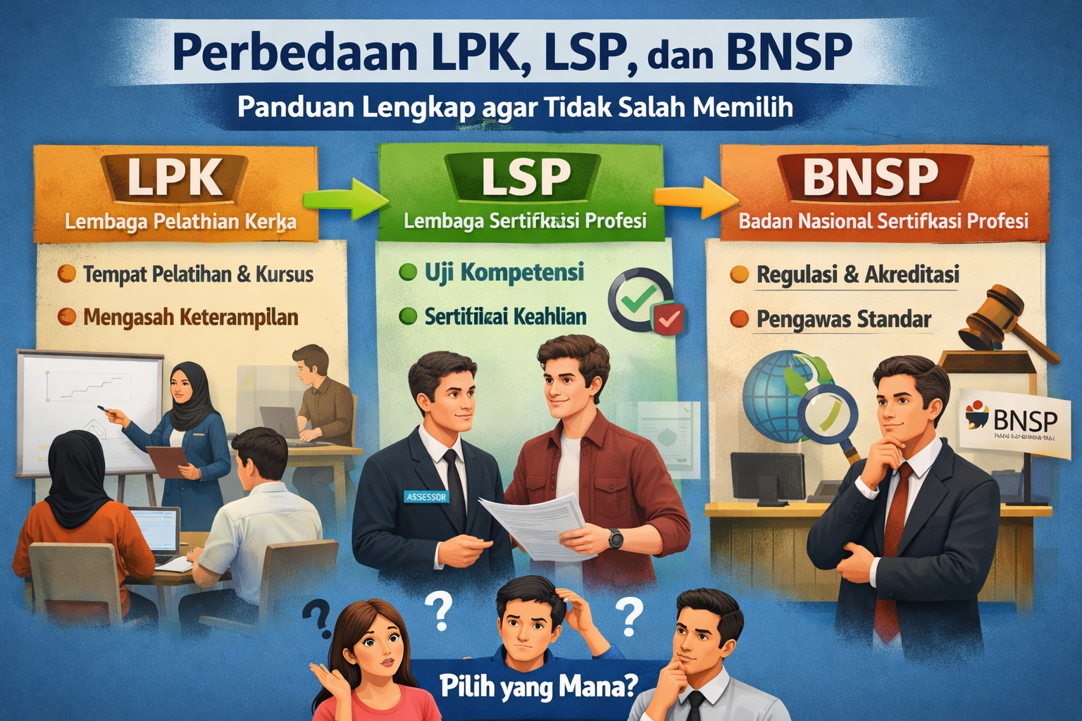 Perbedaan LPK, LSP, dan BNSP: Panduan Lengkap Agar Tidak Salah Memilih