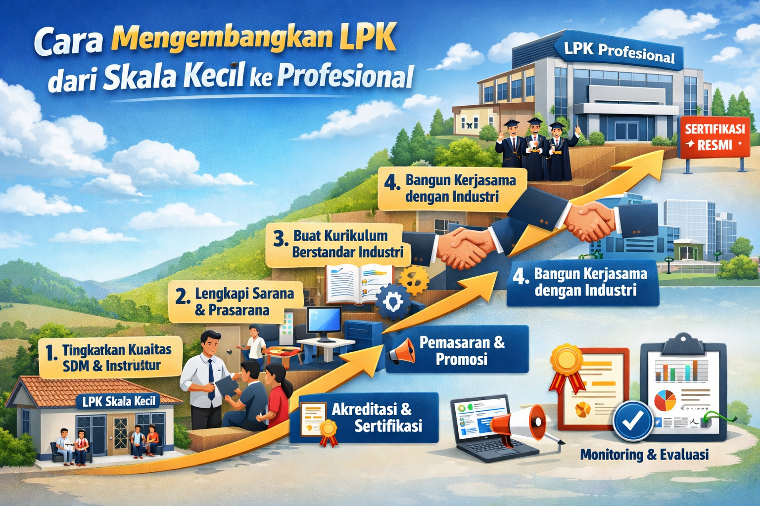 Cara Mengembangkan LPK dari Skala Kecil ke Profesional - Konsultan Pendirian LSP dan LPK Cara Mengembangkan LPK dari Skala Kecil ke Profesional