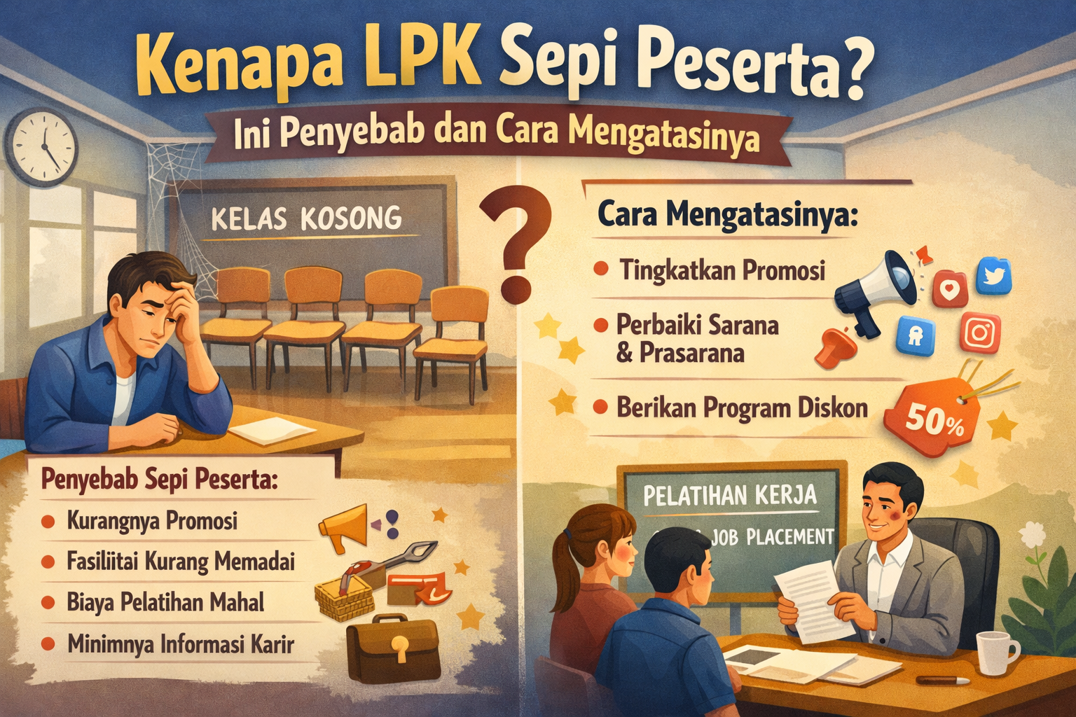 Kenapa LPK Sepi Peserta Ini Penyebab dan Cara Mengatasinya - Konsultan Pendirian LSP dan LPK Kenapa LPK Sepi Peserta Ini Penyebab dan Cara Mengatasinya