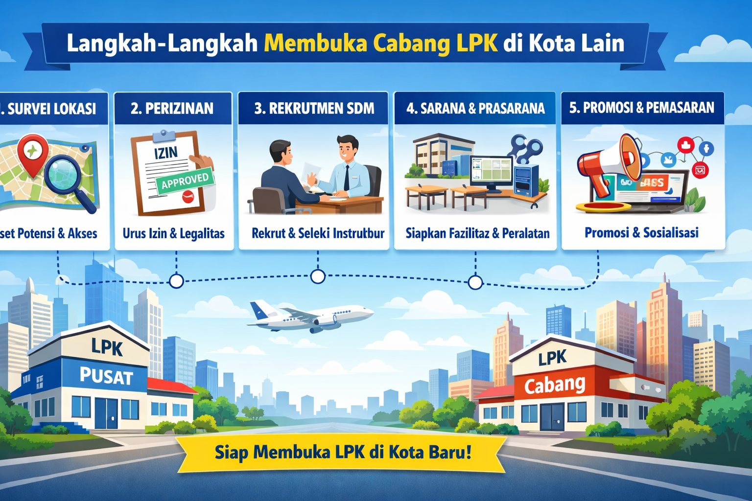Langkah-Langkah Membuka Cabang LPK di Kota Lain - Konsultan Pendirian LSP dan LPK Langkah-Langkah Membuka Cabang LPK di Kota Lain