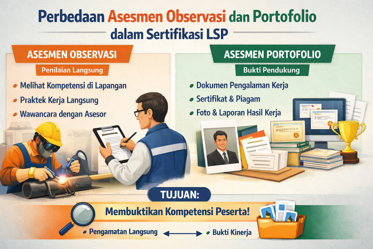 Perbedaan Asesmen Observasi dan Portofolio dalam Sertifikasi LSP