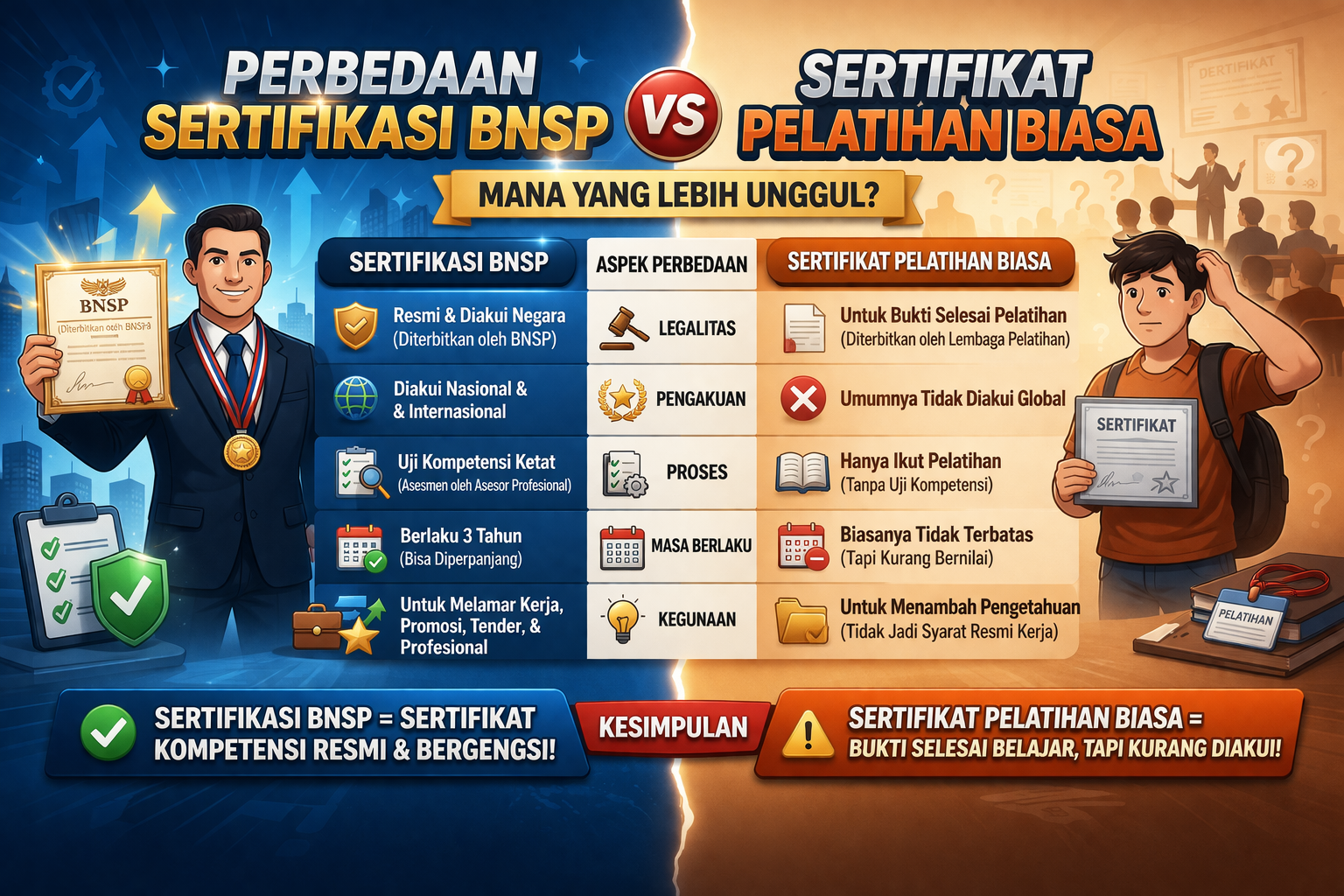 Perbedaan Sertifikasi BNSP dengan Sertifikat Pelatihan Biasa