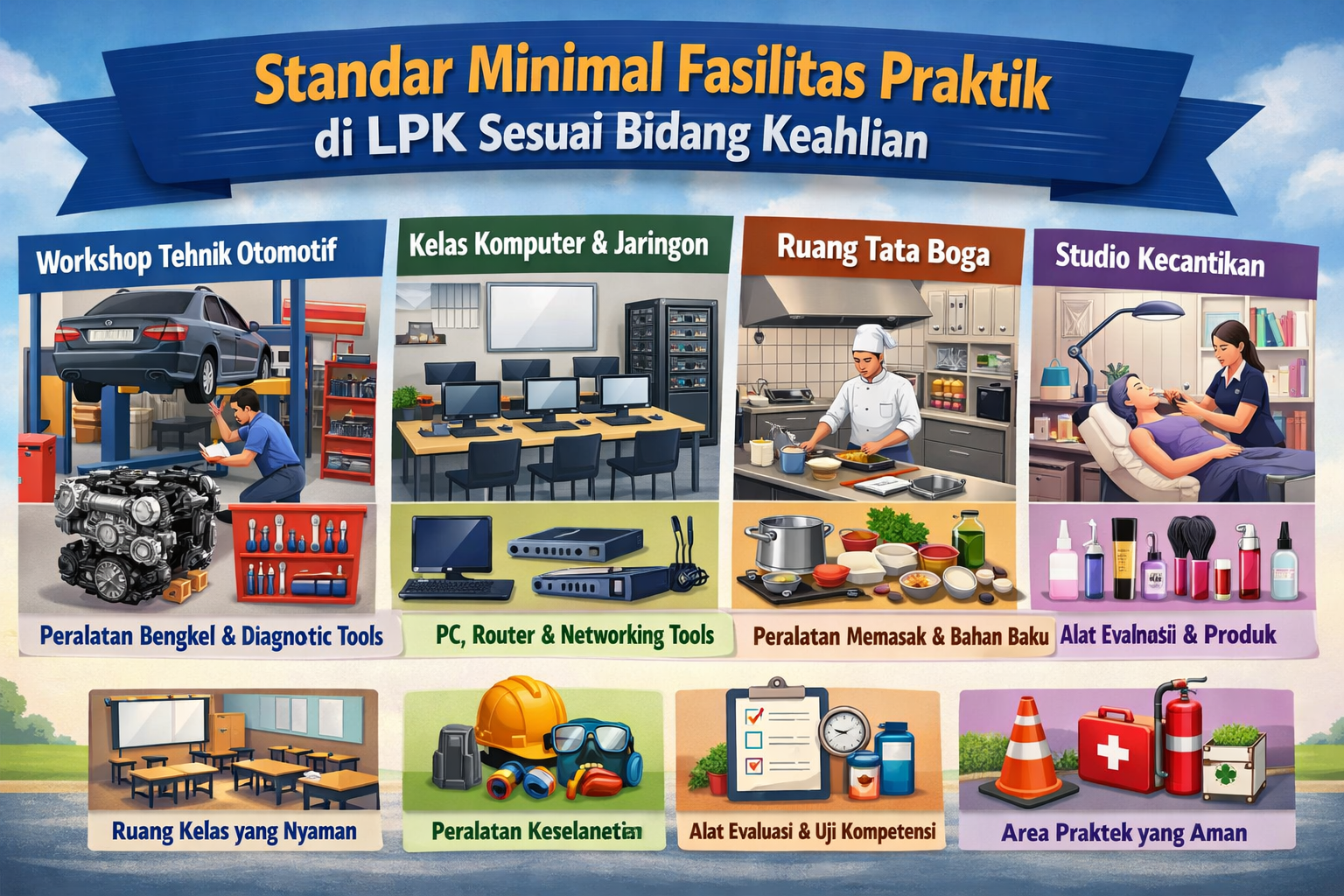Standar Minimal Fasilitas Praktik di LPK Sesuai Bidang Keahlian