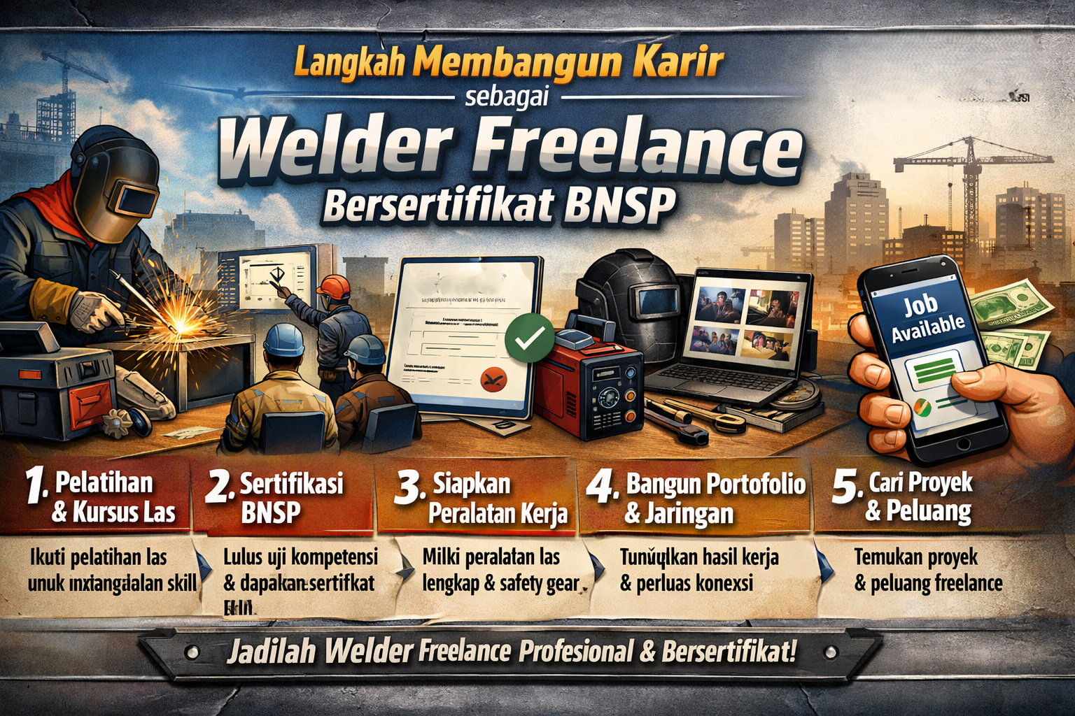 Langkah Membangun Karir Sebagai Welder Freelance Bersertifikat BNSP