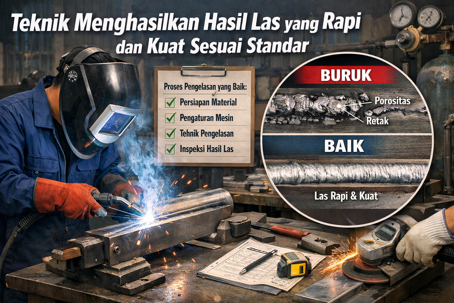 Teknik Menghasilkan Hasil Las yang Rapi dan Kuat Sesuai Standar