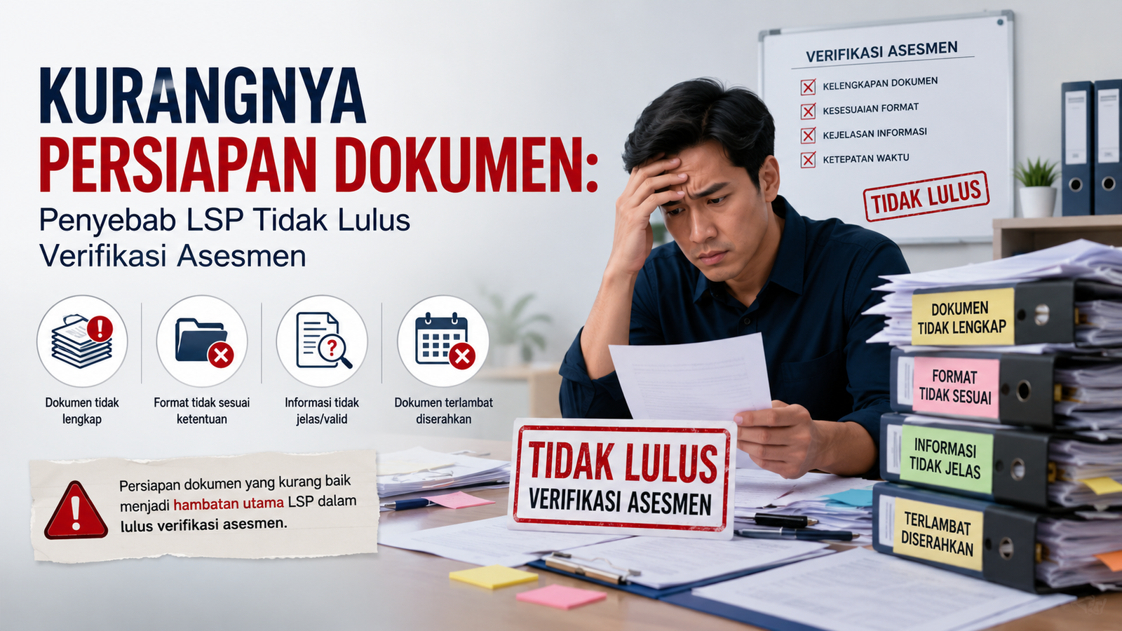 Kurangnya Persiapan Dokumen Penyebab LSP Tidak Lulus Verifikasi Asesmen - Konsultan Pendirian LSP dan LPK Kurangnya Persiapan Dokumen Penyebab LSP Tidak Lulus Verifikasi Asesmen