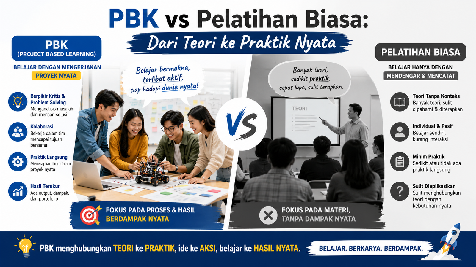PBK vs Pelatihan Biasa Dari Teori ke Praktik Nyata - Konsultan Pendirian LSP dan LPK PBK vs Pelatihan Biasa Dari Teori ke Praktik Nyata