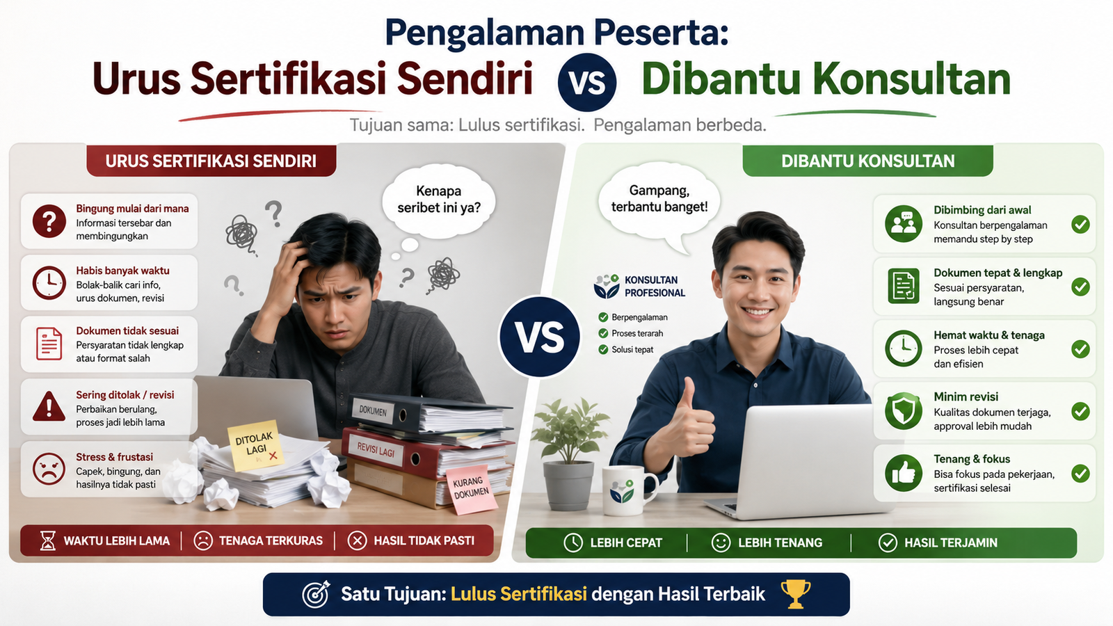 Pengalaman Peserta: Urus Sertifikasi Sendiri vs Dibantu Konsultan