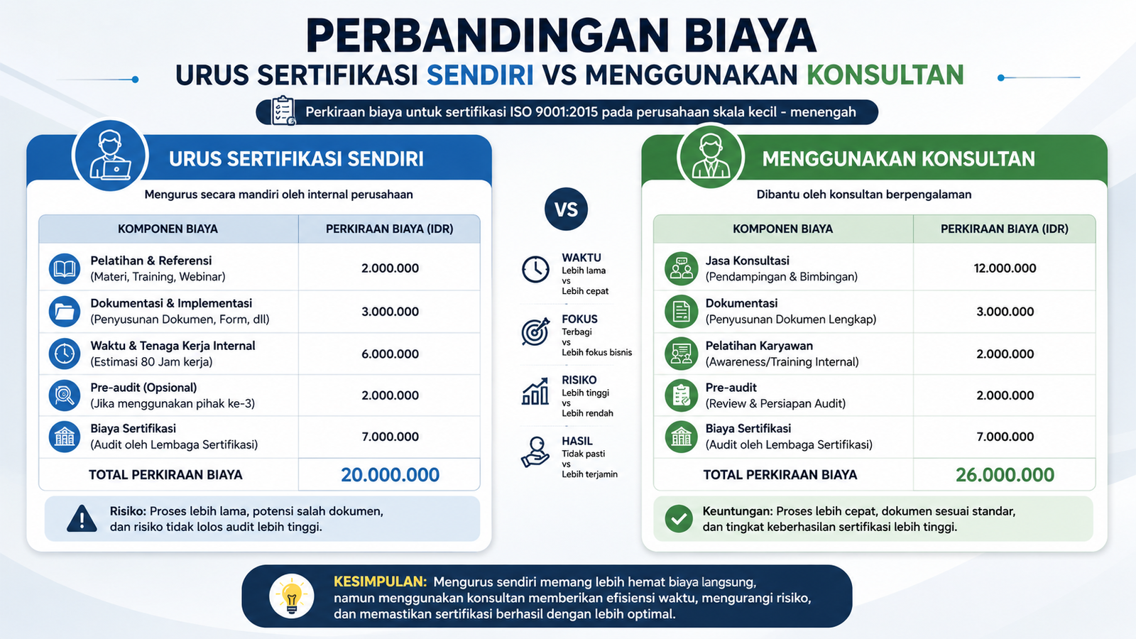 Perbandingan Biaya Urus Sertifikasi Sendiri dan Menggunakan Konsultan