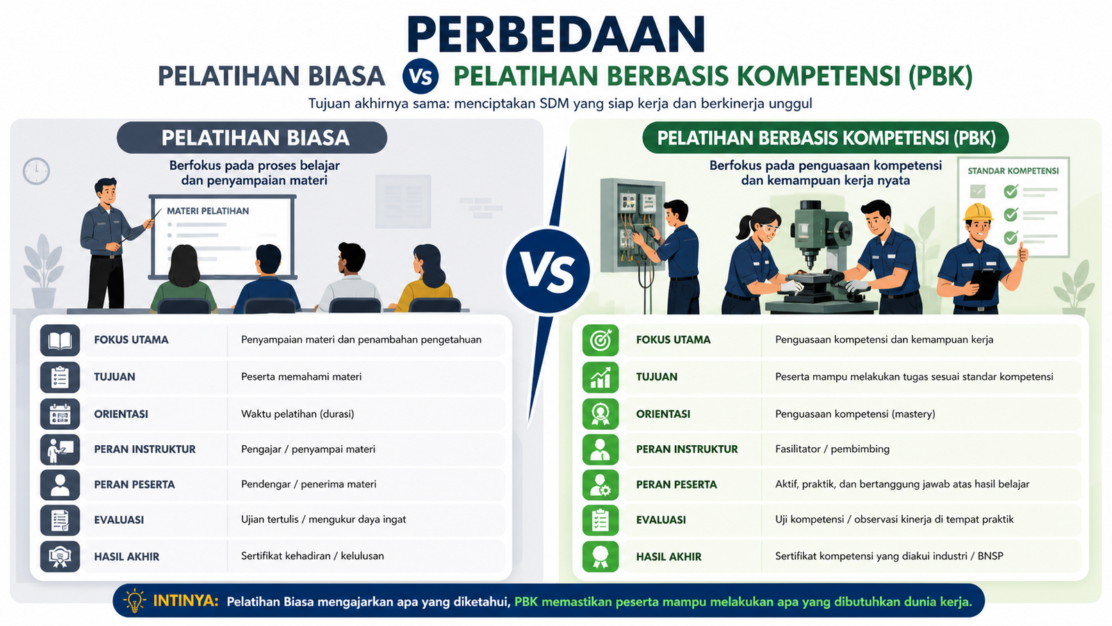Perbedaan Pelatihan Biasa dan Pelatihan Berbasis Kompetensi PBK