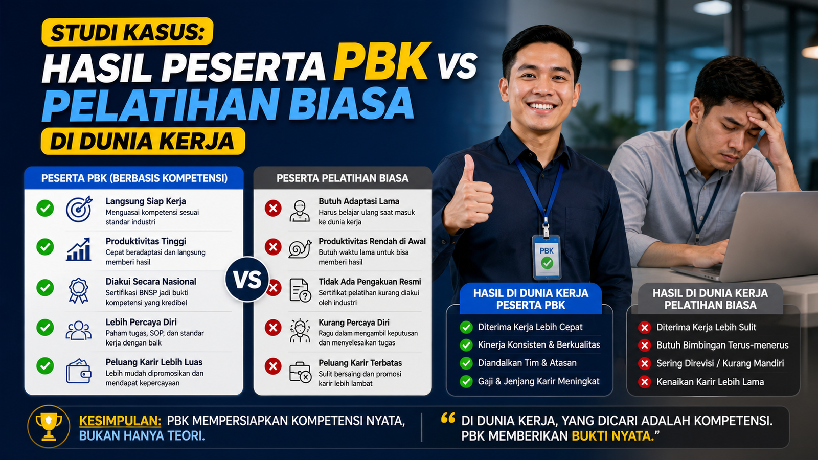 Studi Kasus Hasil Peserta PBK vs Pelatihan Biasa di Dunia Kerja