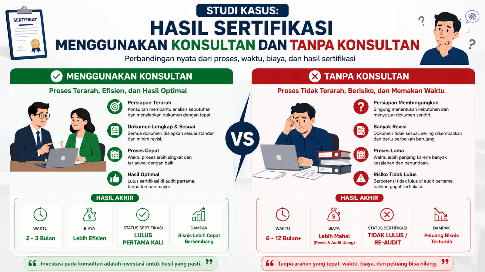 Studi Kasus: Hasil Sertifikasi Menggunakan Konsultan dan Tanpa Konsultan