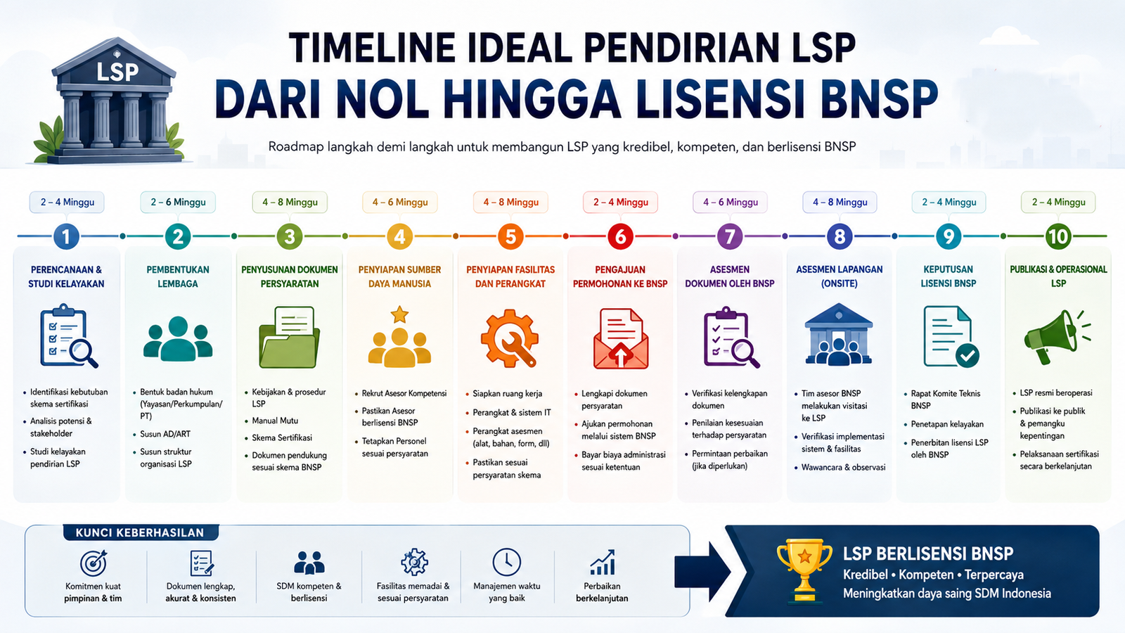 Timeline Ideal Pendirian LSP dari Nol hingga Lisensi BNSP - Konsultan Pendirian LSP dan LPK Timeline Ideal Pendirian LSP dari Nol hingga Lisensi BNSP